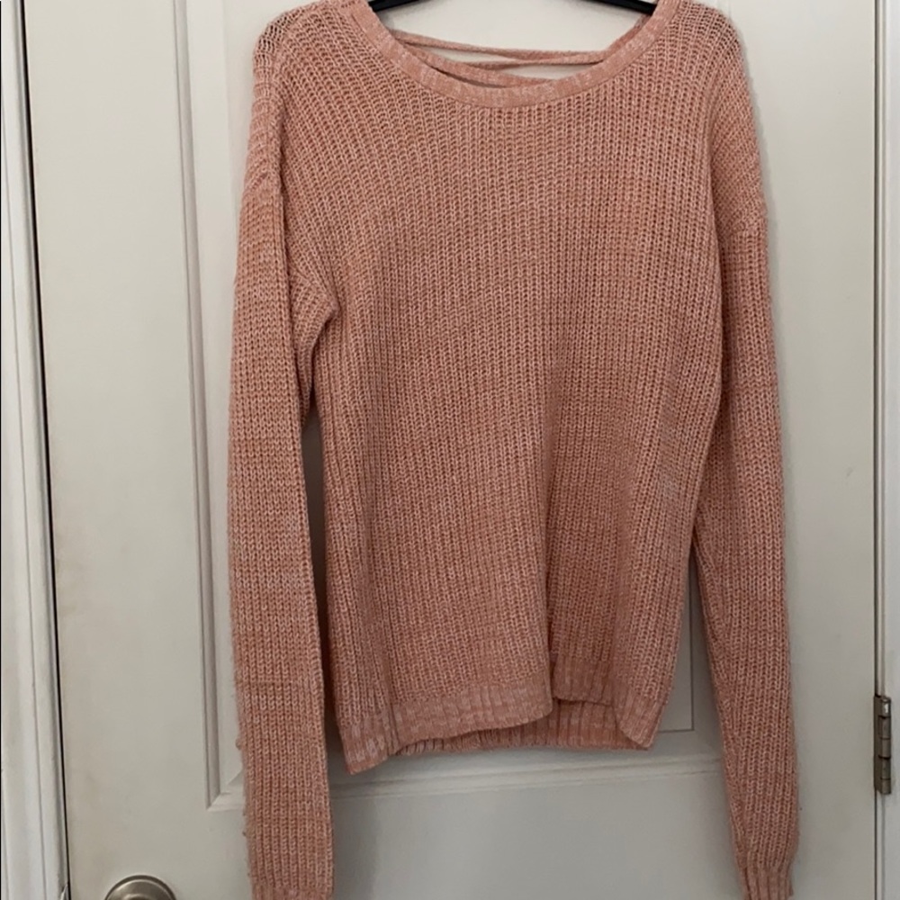 pink back detail knit sweater